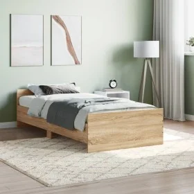 Estructura de cama madera contrachapada roble Sonoma 90x190 cm de , Camas y somieres - Ref: Foro24-835941, Precio: 90,35 €, D...