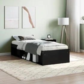 Black bed frame 75x190 cm by , Beds and slatted bases - Ref: Foro24-3203846, Price: 108,45 €, Discount: %