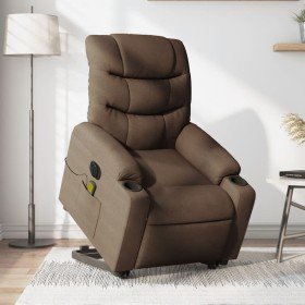 Sillón de masaje eléctrico reclinable elevable tela marrón en Sillones | Comprar online en Foru.es