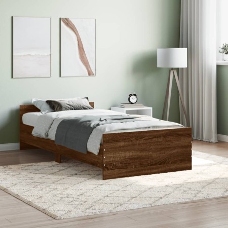 Estructura de cama madera de ingeniería roble marrón 90x200 cm de , Camas y somieres - Ref: Foro24-835931, Precio: 80,76 €, D...