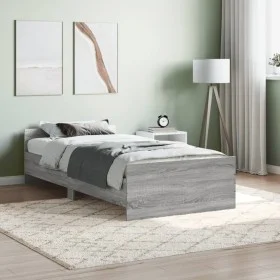 Sonoma gray engineered wood bed frame 90x190 cm by , Beds and slatted bases - Ref: Foro24-835944, Price: 91,75 €, Discount: %