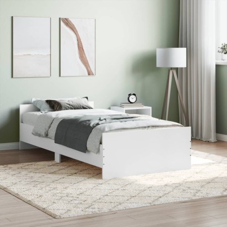 Estructura de cama madera de ingeniería blanca 90x200 cm de , Camas y somieres - Ref: Foro24-835925, Precio: 96,90 €, Descuen...