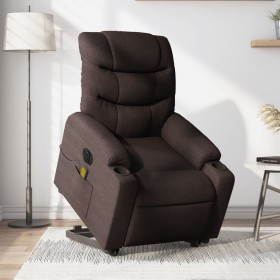 Sillón masaje eléctrico reclinable elevable tela marrón oscuro en Sillones | Comprar online en Foru.es