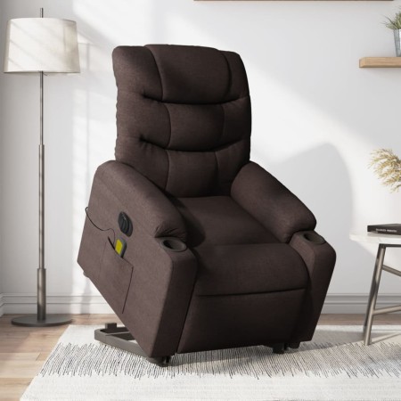 Sillón masaje eléctrico reclinable elevable tela marrón oscuro en Sillones | Comprar online en Foru.es