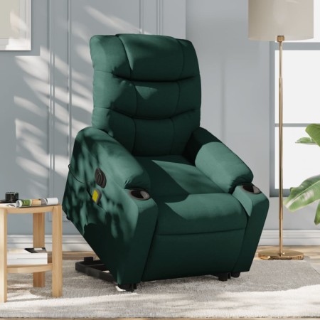 Sillón masaje eléctrico reclinable elevable tela verde oscuro en Sillones | Comprar online en Foru.es