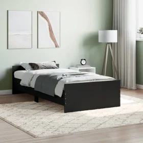 Schwarzer Bettrahmen aus Holzwerkstoff, 90 x 200 cm von , Betten und Lattenroste - Ref: Foro24-835926, Preis: 75,55 €, Rabatt: %