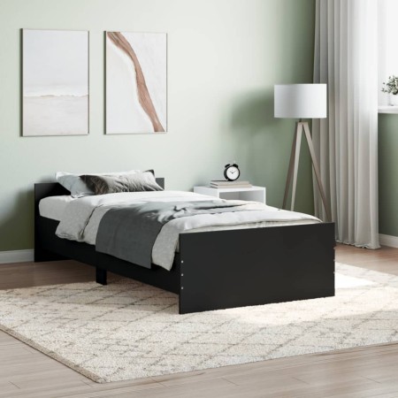 Estructura de cama madera de ingeniería negra 90x200 cm de , Camas y somieres - Ref: Foro24-835926, Precio: 80,13 €, Descuent...