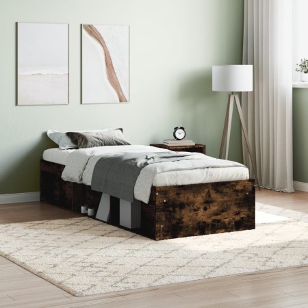 Estructura de cama roble ahumado 75x190 cm de , Camas y somieres - Ref: Foro24-3203849, Precio: 103,78 €, Descuento: %