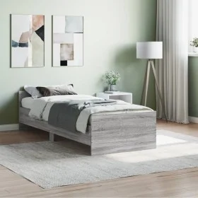 Gray Sonoma engineered wood bed frame 75x190 cm by , Beds and slatted bases - Ref: Foro24-835951, Price: 79,09 €, Discount: %