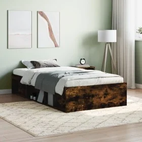 Estructura de cama roble ahumado 90x190 cm de , Camas y somieres - Ref: Foro24-3203842, Precio: 103,94 €, Descuento: %