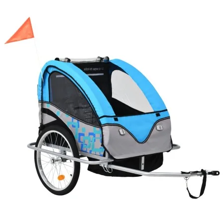 Remolque para bicicletas y cochecito 2 en 1 azul y gris de vidaXL, Remolques para bicicletas - Ref: Foro24-91377, Precio: 192...