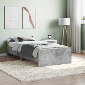 Estructura de cama madera de ingeniería gris hormigón 90x200cm de , Camas y somieres - Ref: Foro24-835928, Precio: 94,15 €, D...