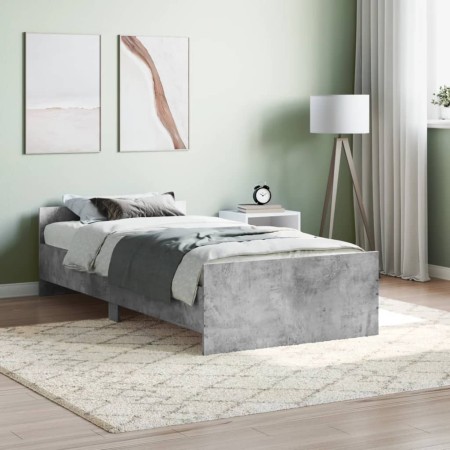 Estructura de cama madera de ingeniería gris hormigón 90x200cm de , Camas y somieres - Ref: Foro24-835928, Precio: 94,15 €, D...