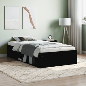 Estructura de cama negra 90x190 cm de , Camas y somieres - Ref: Foro24-3203839, Precio: 145,93 €, Descuento: %