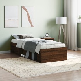 Estructura de cama roble marrón 75x190 cm de , Camas y somieres - Ref: Foro24-3203851, Precio: 113,09 €, Descuento: %
