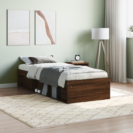 Estructura de cama roble marrón 75x190 cm de , Camas y somieres - Ref: Foro24-3203851, Precio: 113,09 €, Descuento: %