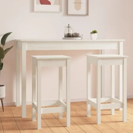 Taburetes altos 2 uds madera maciza de pino blanco 40x40x78 cm de , Sillas de comedor - Ref: Foro24-822138, Precio: 125,72 €,...