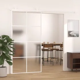 Puerta corredera ESG vidrio y aluminio blanca 102,5x205 cm de , Puertas para el hogar - Ref: Foro24-151677, Precio: 184,23 €,...