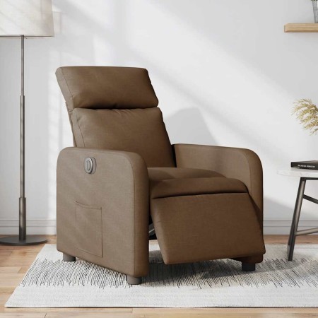 Sillón reclinable eléctrico de tela marrón en Sillones | Comprar online en Foru.es
