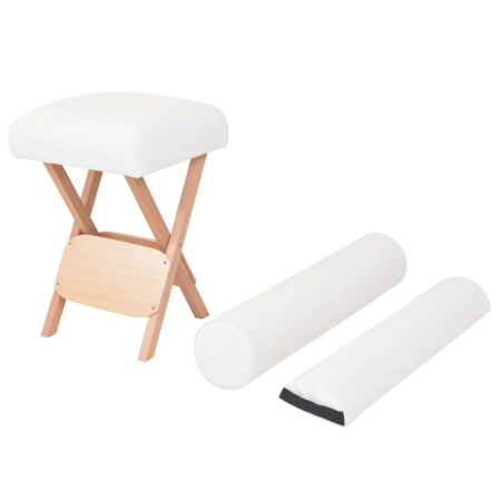 Taburete de masaje plegable 12 cm grosor y 2 cabezales blanco de vidaXL, Sillones de masaje - Ref: Foro24-110146, Precio: 63,...