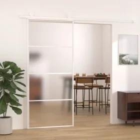 ESG white glass and aluminum sliding door 90x205 cm by , Doors for the home - Ref: Foro24-151661, Price: 180,63 €, Discount: %