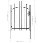 Schwarzes Gartentor aus Stahl 1x2 m von vidaXL, Gartentore - Ref: Foro24-143060, Preis: 140,13 €, Rabatt: %