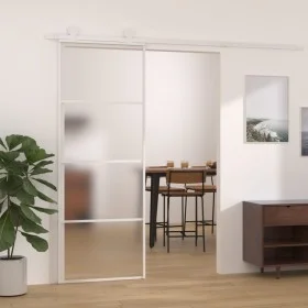 Puerta corredera ESG vidrio y aluminio blanca 76x205 cm de , Puertas para el hogar - Ref: Foro24-151657, Precio: 189,45 €, De...