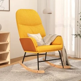 Silla mecedora de tela amarillo mostaza de , Mecedoras - Ref: Foro24-341049, Precio: 116,23 €, Descuento: %