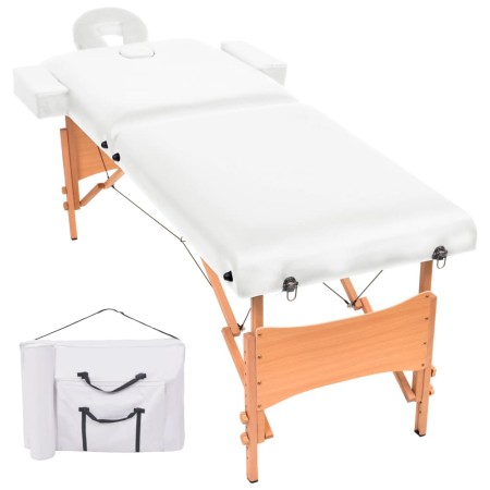 Camilla de masaje plegable 2 zonas 10 cm grosor blanca de vidaXL, Mesas de masaje - Ref: Foro24-110150, Precio: 193,88 €, Des...