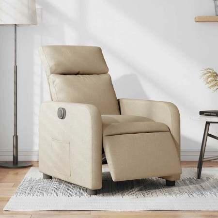 Sillón reclinable eléctrico de tela crema en Sillones | Comprar online en Foru.es