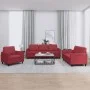 Juego de sofás con cojines 3 piezas cuero sintético rojo tinto de , Sofás - Ref: Foro24-3201743, Precio: 583,96 €, Descuento: %