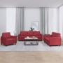 Juego de sofás con cojines 3 piezas cuero sintético rojo tinto de , Sofás - Ref: Foro24-3201743, Precio: 583,04 €, Descuento: %