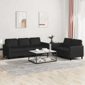 Juego de sofás con cojines 2 piezas cuero sintético negro de , Sofás - Ref: Foro24-3201760, Precio: 457,27 €, Descuento: %