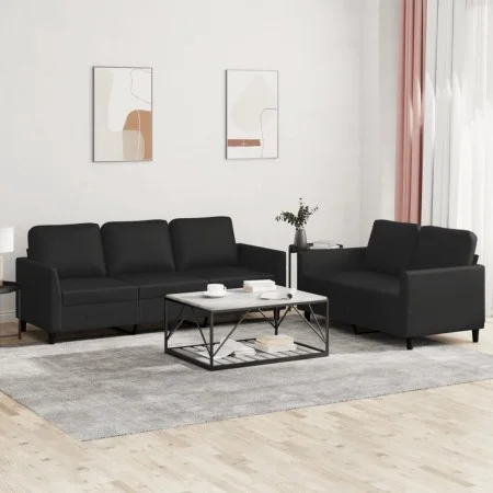 Juego de sofás con cojines 2 piezas cuero sintético negro de , Sofás - Ref: Foro24-3201760, Precio: 457,27 €, Descuento: %