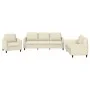 Dreiteilige Sofagarnitur aus cremefarbenem Kunstleder mit Kissen von , Sofas - Ref: Foro24-3201741, Preis: 535,01 €, Rabatt: %
