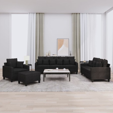Juego de sofás con cojines 4 piezas tela negro de , Sofás - Ref: Foro24-3201644, Precio: 671,91 €, Descuento: %