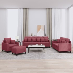 Juego de sofás con cojines 4 piezas tela rojo tinto de , Sofás - Ref: Foro24-3201646, Precio: 627,41 €, Descuento: %