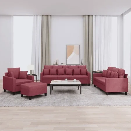Sofagarnitur mit Kissen 4-teilig aus rotem Stoff von , Sofas - Ref: Foro24-3201646, Preis: 597,47 €, Rabatt: %