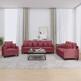Sofagarnitur mit Kissen 3-teilig aus rotem Stoff von , Sofas - Ref: Foro24-3201638, Preis: 554,47 €, Rabatt: %
