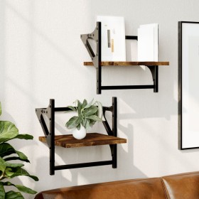 Estantes de pared con barras 2 uds roble ahumado 30x25x30 cm de , Estantes y estanterías - Ref: Foro24-836235, Precio: 19,43 ...