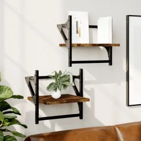 Estantes de pared con barras 2 uds roble ahumado 30x25x30 cm de , Estantes y estanterías - Ref: Foro24-836235, Precio: 19,23 ...