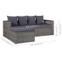 Set de muebles de jardín 4 piezas y cojines ratán PE gris de vidaXL, Conjuntos de jardín - Ref: Foro24-43956, Precio: 396,83 ...
