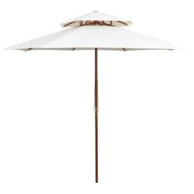 Sombrilla de dos pisos 270x270 cm palo de madera blanca crema de vidaXL, Sombrillas - Ref: Foro24-42964, Precio: 99,27 €, Des...