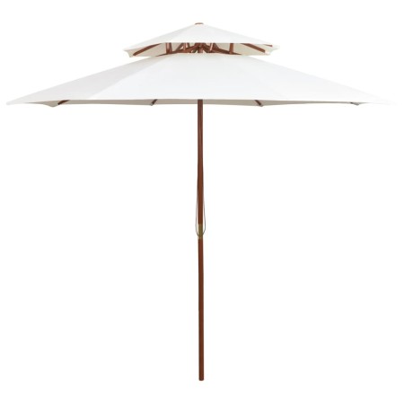 Sombrilla de dos pisos 270x270 cm palo de madera blanca crema de vidaXL, Sombrillas - Ref: Foro24-42964, Precio: 101,36 €, De...