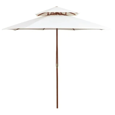 Sombrilla de dos pisos 270x270 cm palo de madera blanca crema de vidaXL, Sombrillas - Ref: Foro24-42964, Precio: 99,27 €, Des...