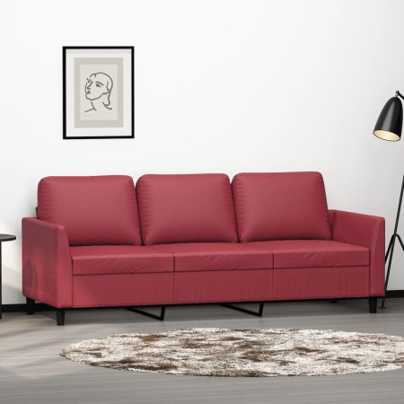 Sofá de 3 plazas de cuero sintético rojo vino 180 cm de , Sofás - Ref: Foro24-359341, Precio: 265,90 €, Descuento: %