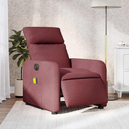 Sillón de masaje reclinable eléctrico tela rojo tinto en Sillones | Comprar online en Foru.es