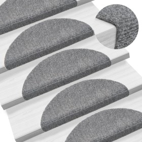 Alfombrilla de escaleras 15 uds tela punzonada gris 56x17x3 cm de vidaXL, Alfombrillas para escalones - Ref: Foro24-132693, P...