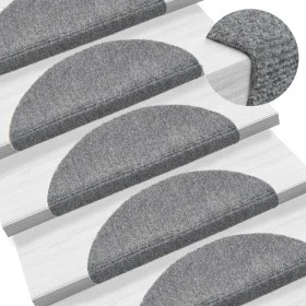 Alfombrilla de escaleras 15 uds tela punzonada gris 56x17x3 cm de vidaXL, Alfombrillas para escalones - Ref: Foro24-132693, P...