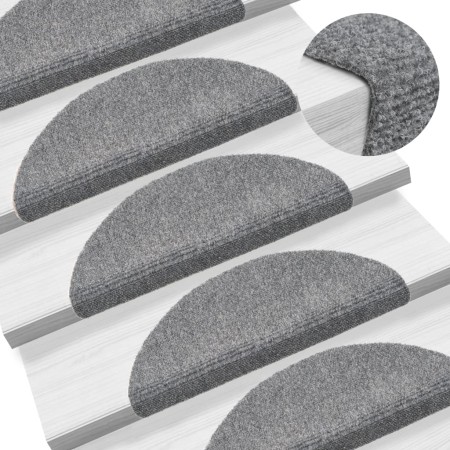 Alfombrilla de escaleras 15 uds tela punzonada gris 56x17x3 cm de vidaXL, Alfombrillas para escalones - Ref: Foro24-132693, P...